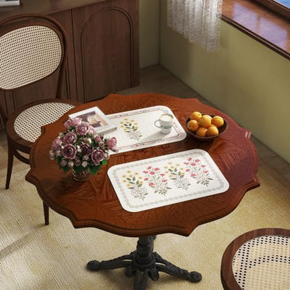 Vinyl Waterproof Placemats Set of 6 Rectangular,12"*17"-Bertina B | Wipeable Beautiful Print Place Mats,Stain Resistant,Heat Resistant,Everyday Meals,Kitchen,Dinning,Holiday,Decor - color: Bertina B