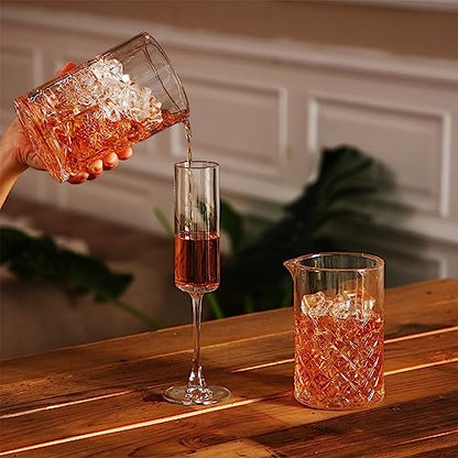 Inbagi 4 Pcs Cocktail Mixing Glass 23.67 oz Cocktail Shakers Stirring Glass Thick Bottom Crystal Glasses Stable Mixing Cups for Drinks Bartender Home Bar Accessories Tools