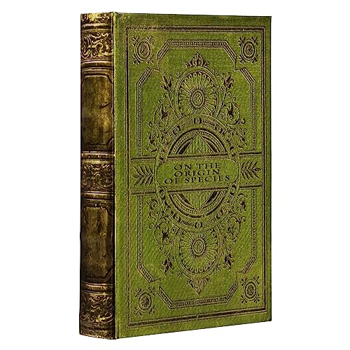 Decorative Green Faux Leather Book Box Vintage Style | Fake Book Olive Green Faux Leather Embossed Book Box Vintage Book Storage Box - color: Green Leather-Size:M