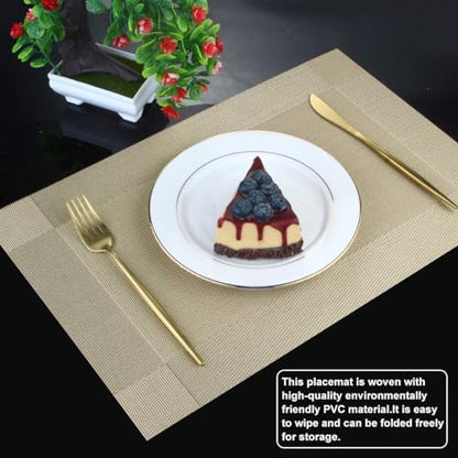 DACHUI Placemats Set of 8, Stylish Woven Place Mats, Washable & Durable - color: Gold, size: 8PCS