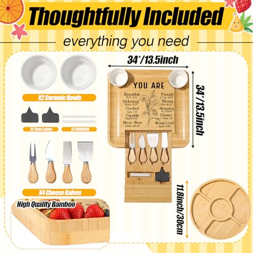 Christian Gifts for Women Bible Verse Engraved Charcuterie Board Large Christian Cheese Charcuterie Board Set for Women Faith Religious Gift Inspirational Scripture Gift Jesus Bible Present - style: Mom
