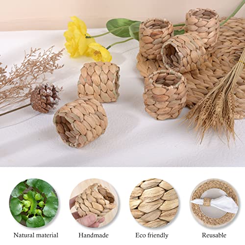 APTWOW Rustic Napkin Rings Set of 12, Hand-Woven Farmhouse Fall Napkin Rings, Holiday Party, Christmas, New Year Eve, Thanksgiving Dinnerware, Easter Napkins Rings - size: 12