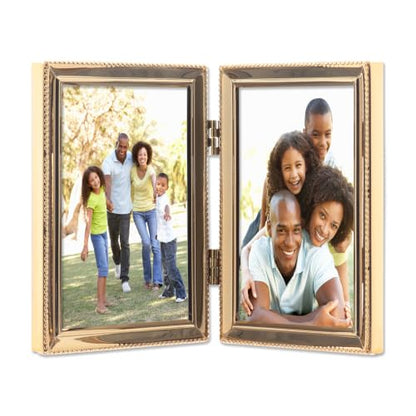 Lawrence Frames Bead Border Design, 3.5x5 Double, Gold - color: Gold, size: 3.5x5 Double