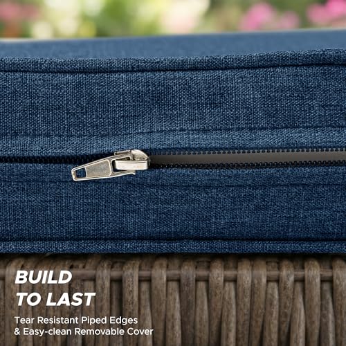 Outdoor Chair Cushions 20x20 Inch, Set of 6, Navy Blue | Water Resistant, Fade Resistant, Patio Furniture Lawn Dining Seat Replacement with High Back, Removable Cover with Zipper - color: Navy Blue, size: 20" x 20" 6 Pack