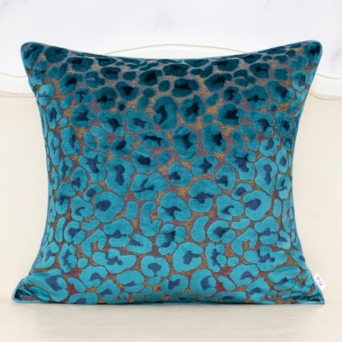 Alerfa Blue Floral Throw Pillow Cover 20 x 20 Inch Cut Velvet Sqaure Luxury Decorative Pillow Cover for Couch Living Room Bedroom - color: Blue, size: 20" x 20" (Pack of 1)