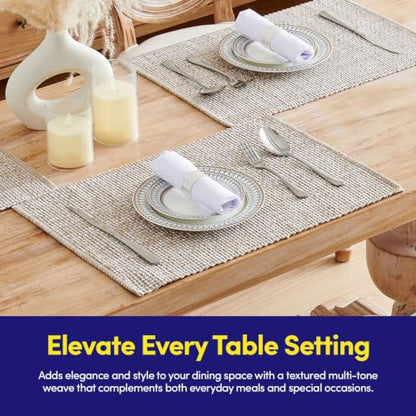 Sweet Home Collection 100% Cotton Placemats for Dining Room Rectangle Two Tone Woven Fabric 13" x 19" Soft Durable Table Mat Set, Set of 6, Taupe - color: Taupe, size: Rectangle 13" x 19"