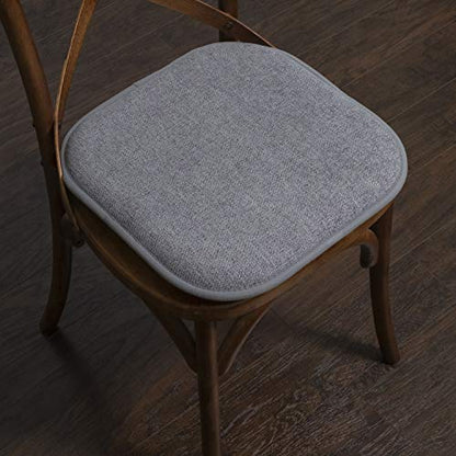 Sweet Home Collection Chair Cushion Memory Foam Pads Honeycomb Pattern Slip Non Skid Rubber Back Rounded Square 16" x 16" Seat Cover, 4 Pack, Alexis Blue/Gray - color: Alexis Blue/Gray, size: 4 Pack