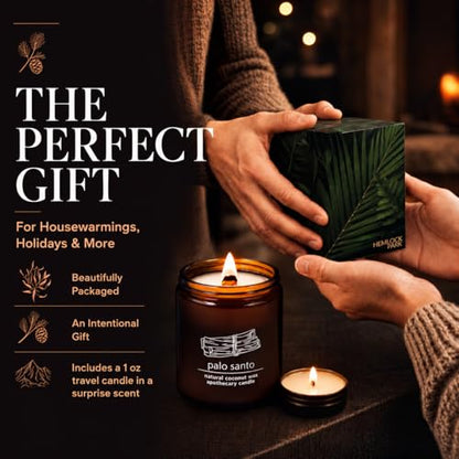 Hemlock Park Palo Santo Apothecary Crackling Wood Wick Candle | 8 oz | Coconut Apricot Wax | Crackling Wood Wick | Botanical Fragrance | Made in USA - size: Standard 8 oz