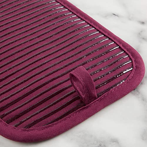 KitchenAid Quilted Cotton Terry Cloth Oven Mitt, Pot Holder, Kitchen Towel 4-Pack Set, Heat Resistant, Silicone Grip, Gift Set, Beet, 16"x26", 7"x13" & 7"x10" - color: Beet