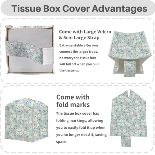 Floral Tissue Box Cover, Tissue Box Holder for Home, Office 5x5IN - color: Flower 374