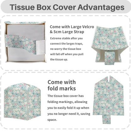 Floral Tissue Box Cover, Tissue Box Holder for Home, Office 5x5IN - color: Flower 374