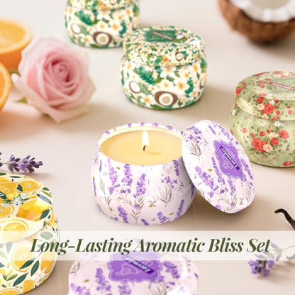WarmEmbrace Scented Candles for Women, 4 Pack Soy Candle Set, 4.4OZ | Candles for Home Scented, Candle Gift Set for Women, Lavender/Coconut and Christmas Holiday Candles, Valentines Day Gifts