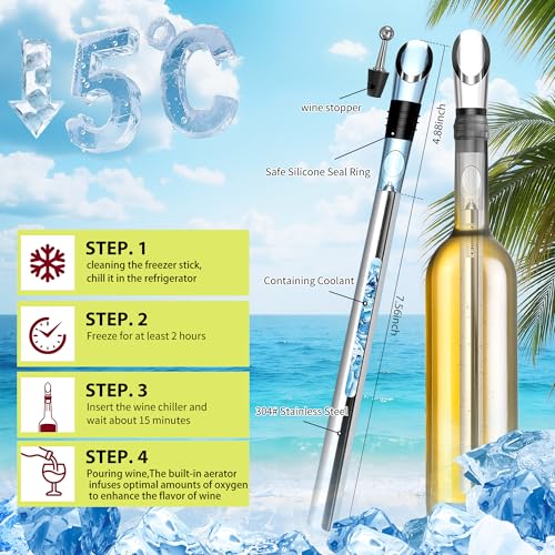 Rechargeable Electric Wine Opener Set with 3-in-1 Stainless Steel Bottle Cooler - Automatic Corkscrew, Wine Chiller，Vacuum Sealer, Foil Cutter, Pourer, Cool your wine for its flavor,Valentine gift