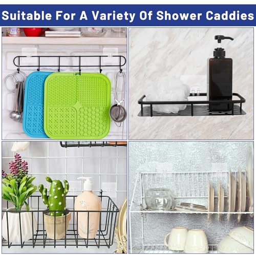 15 Pack Shower Caddy Adhesive Hooks for Replacement, Strong Transparent Sticky Strips No Drill Bathroom Kitchen Shelf Organizer Racks