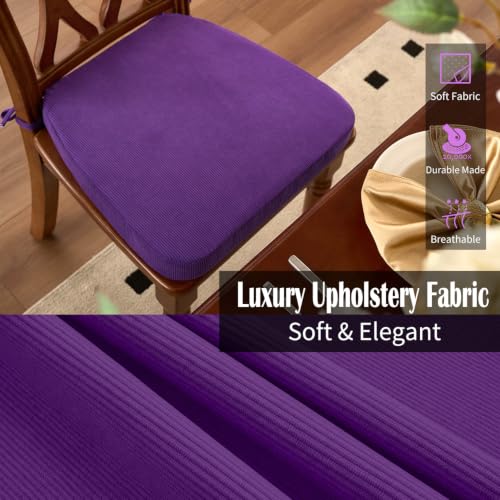 Dining Chair Cushions, Purple, 17"x16", Set of 6 | 2'' Thick Cooling Gel High-Density Foam, Ties and Non-Slip Bottom, Removable Washable Cover, For Dining and Kitchen - color: Purple, size: 6 Count (Pack of 1)
