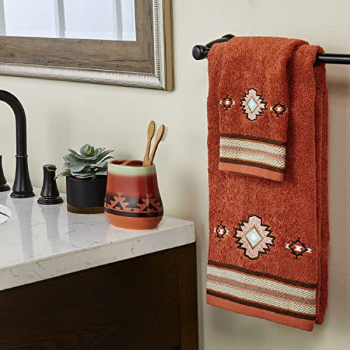 SKL Home Southwest Sunset 100% Cotton Premium Bath Towel, 470 GSM, Embroidered, Soft & Absorbent, Rust - color: Southwest Sunset, style: Bath Towel