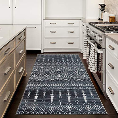 ReaLife Machine Washable Area Rug Runner - Living Room Bedroom Bathroom Kitchen Entryway Office - Padded Low Pile Stain Resistant Premium - Geometric Moroccan Diamond - Jace 2'6" x 6' - color: Jace, size: 2'6" x 6' (Rectangular)