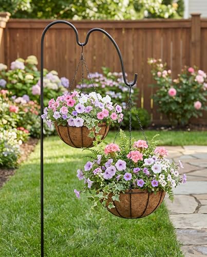 Kingbuy 8" Metal Hanging Basket for Small Succulents & Herbs – 5" Depth Rust-Resistant Wire with Coconut Liner & Chain for Kitchen Window, Balcony & Small Spaces - 2 Pack - size: 8 Inch, style: 2 Pack