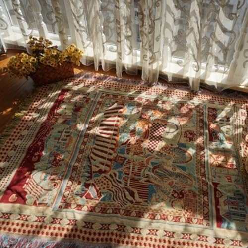 Throw Blanket for Couch & Bed, 50" x 60"Cozy Lightweight All-Season Blanket Tassels Tapestry, Warm Decorative Sofa Blanket for Living Room, Bedroom & Office, Easy Care Gift Blanket