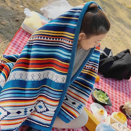 Boho Sherpa Throw 60'' x 50''- Bohemian Soft Plush Flannel Throw Blankets for Bed/Couch/Sofa/Office/Camping - color: A-bohemian, size: 50''x60''