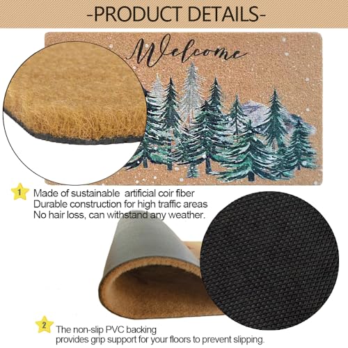 FGSS Christmas Winter-Welcome-Door-Mats Holiday-Doormats 17X29 Inch - color: Snowflake Pine Tree