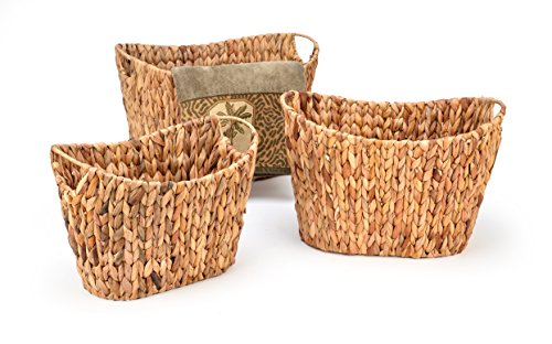 Trademark Innovations Set of 3 Oval Hyacinth Baskets with Iron Wire Frame