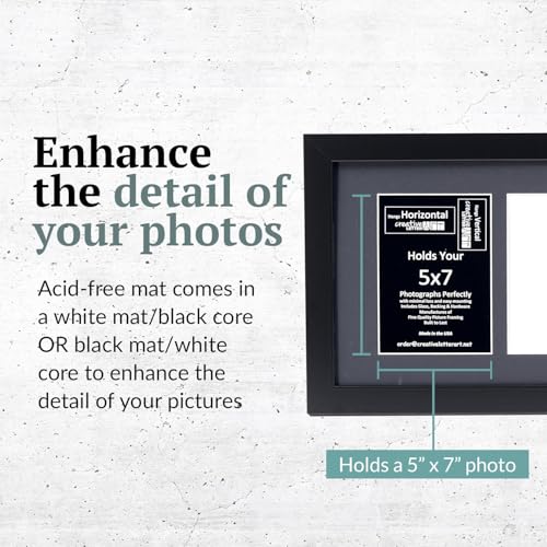 Creative Letter Art - 3 Opening 5x7 Black Picture Frame with 10x20-inch Black Mat Collage including Full Strength Glass, Alphabet Photography - color: 3 opening, size: Black w/ Black