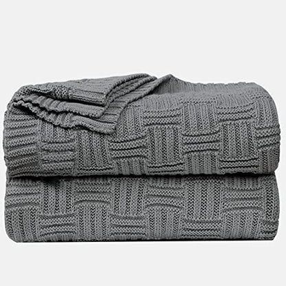 uxcell 100% Cotton Knit Throw Blanket, Cable Decors Grey 47x70 - color: Grey