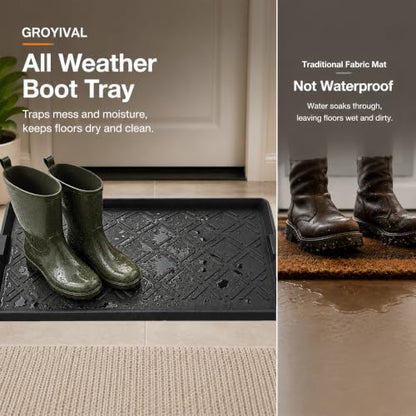 Boot Tray for Entryway, Rubber Shoe Mat, Waterproof Shoe Tray - size: 27"x16"