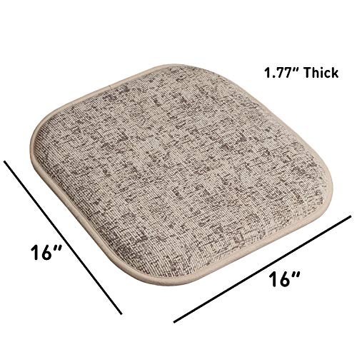 Sweet Home Collection Chair Cushion Memory Foam Pads Honeycomb Pattern Slip Non Skid Rubber Back Rounded Square 16" x 16" Seat Cover, 4 Pack, Broadway Chocolate/Cream - color: Broadway Chocolate/Cream, size: 4 Pack