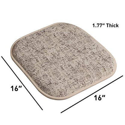 Sweet Home Collection Chair Cushion Memory Foam Pads Honeycomb Pattern Slip Non Skid Rubber Back Rounded Square 16" x 16" Seat Cover, 4 Pack, Broadway Chocolate/Cream - color: Broadway Chocolate/Cream, size: 4 Pack
