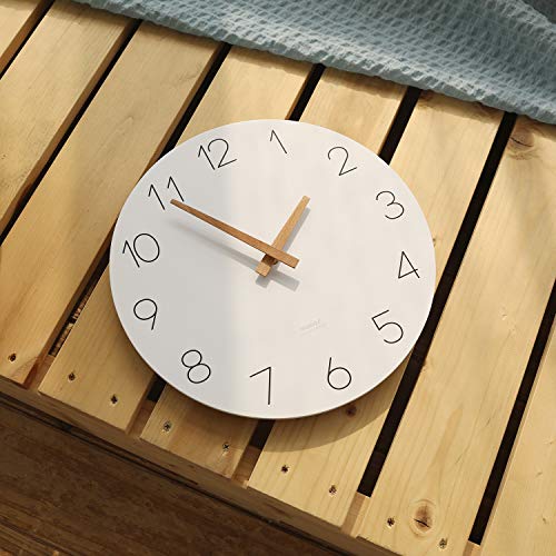 mooas Flatwood Wall Clock, 12" Analog Wall Clock, Silent Non-Ticking | Modern Wall Clocks Battery Operated for Office, Home, Bathroom, Kitchen, Bedroom, School, Living Room - color: Flatwood