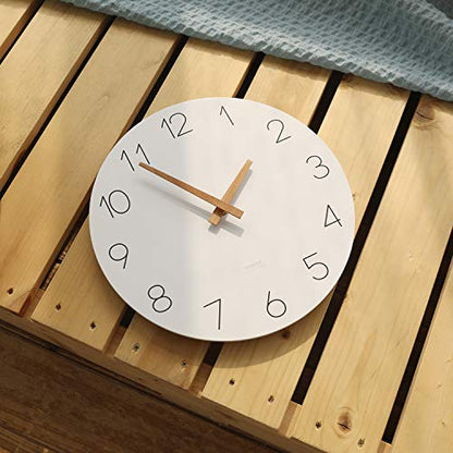 mooas Flatwood Wall Clock, 12" Analog Wall Clock, Silent Non-Ticking | Modern Wall Clocks Battery Operated for Office, Home, Bathroom, Kitchen, Bedroom, School, Living Room - color: Flatwood