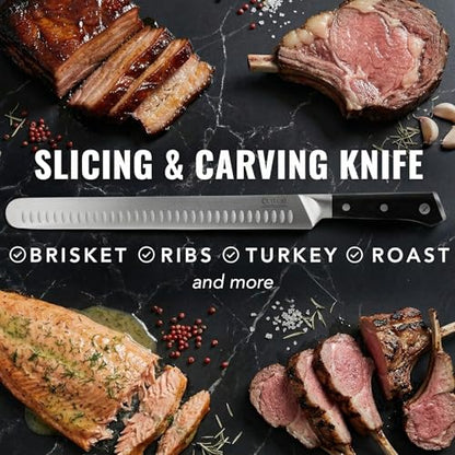 Cutluxe Brisket Knife, 12" Carving & Slicing Knife for Meat & BBQ | Razor Sharp German Steel, Full Tang Ergonomic Handle, Sheath Included – Grilling Gift for Men - size: Brisket Knife