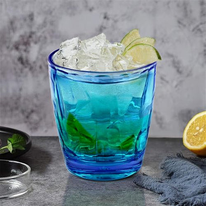 Plastic Glassware Tumbler Dishwasher Safe, Set of 4 Unbreakable Drinking Glasses, 10.5oz Reusable Acrylic Cups for Everyday Use (Blue) - color: Clear Blue