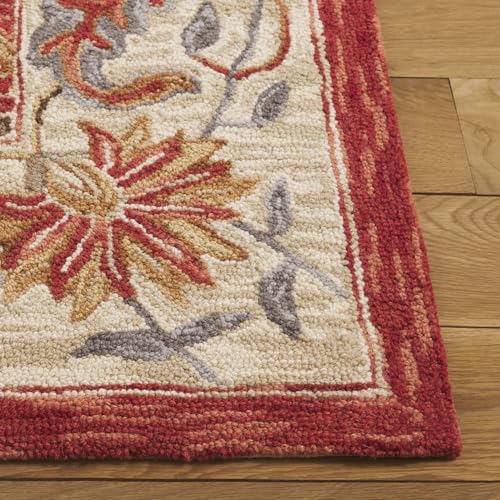 SAFAVIEH Chelsea Collection Accent Rug - 2'6" x 4', Red, Hand-Hooked French Country Wool, Ideal for High Traffic Areas in Entryway, Living Room, Bedroom (HK141C) - color: Red, size: 2'6" x 4' (Rectangular)