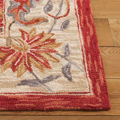SAFAVIEH Chelsea Collection Accent Rug - 2'6" x 4', Red, Hand-Hooked French Country Wool, Ideal for High Traffic Areas in Entryway, Living Room, Bedroom (HK141C) - color: Red, size: 2'6" x 4' (Rectangular)