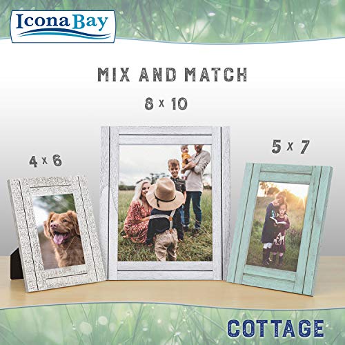 8x10 (20x25 cm) Picture Frames (Farmhouse White, 3 Pack), Rustic Picture Frame Set, Natural Real Wood Frames, Cottage Collection