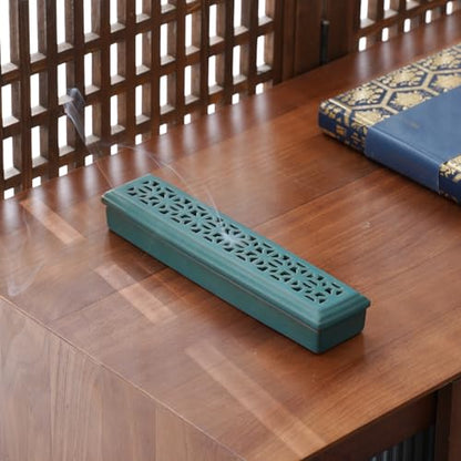 CEREMONY Incense Holder for Sticks, Ceramic Insence-Stick Holder Ash Catcher, Incense Holder Timkburner for Meditation Yoga Spa Room Incense Holder (Mesh-Green) - color: Mesh-green