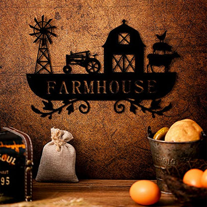 Ferraycle Metal Farmhouse Kitchen Decor Rustic Cow Windmill Sign Farmhouse Wall Plaque Farm Animal Decor for Nursery Country Home Decorations Art