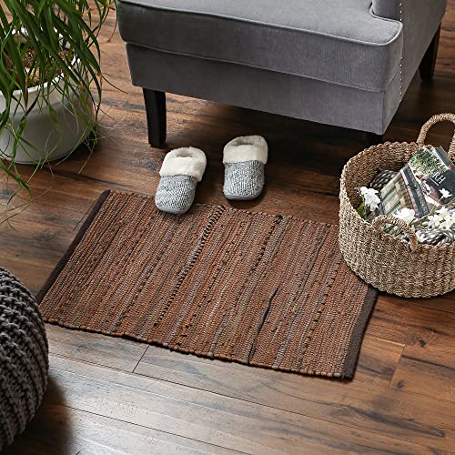 DII Chindi Home Collection Handwoven Multicolor Area Rag Rug, 20x31.5, Leather Brown - color: Leather Brown, size: 1'8" x 2'8" (Rectangular)
