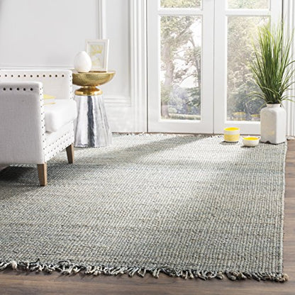 SAFAVIEH Natural Fiber Collection Accent Rug - 3' x 5', Blue, Handmade Boho Fringe Woven Jute, Ideal for High Traffic Areas in Entryway, Living Room, Bedroom (NF368E) - color: Blue, size: 3' x 5' (Rectangular)