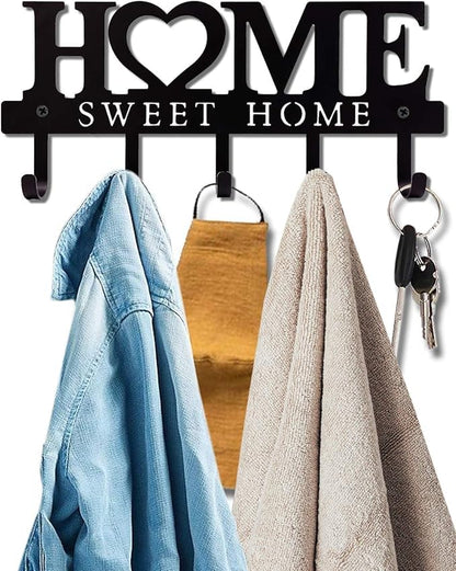 Key Holder Hooks Organizer, Hanger Rack Wall Mounted Wall Metal Decor | Wall Holder Hooks Organizer for Entryway Front Door Kitchen Hallway Garage Mudroom 9.8inches/25cm