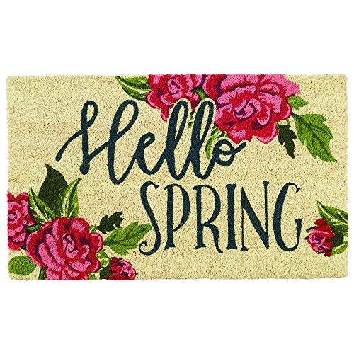 DII Natural Coir Doormat, Decorative Hello Mat, 17x29, Hello Spring - color: Hello Spring