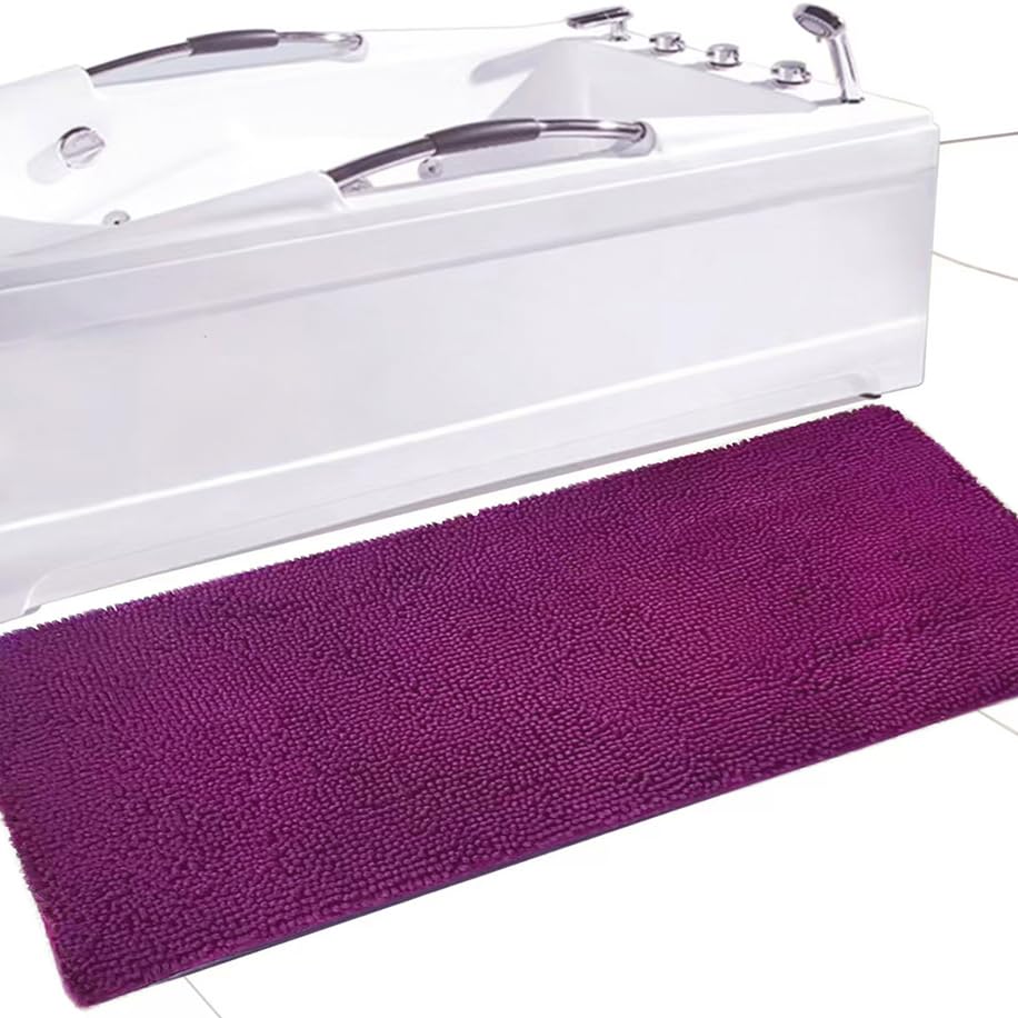 Madeals Long Bathroom Rugs Chenille Runner Bathroom Mat Kitchen Rug Purple - color: Purple, size: 20"x 46"