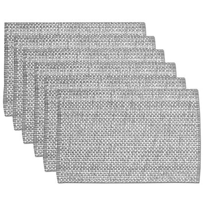 Sweet Home Collection 100% Cotton Placemats for Dining Room Rectangle Two Tone Woven Fabric 13" x 19" Soft Durable Table Mat Set, Set of 6, Gray - color: Gray, size: Rectangle 13" x 19"