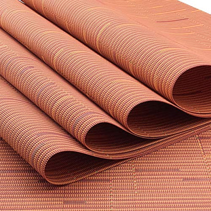Exquisite Woven Vinyl Placemats for Dining Table Heat Resistant PVC Table Mats (Pack of 6, Orange) - color: Pin Stripes-orange
