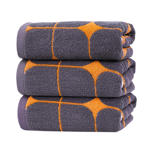 Hand Towels Set of 3 Soft 100% Cotton Absorbent Bathroom Towels Set Luxury Diamonds Design for Daily Uses Colorful Face Towel for Shower Spa (Orange 3 Pack, Diamond) - color: Orange 2, size: 3 pack