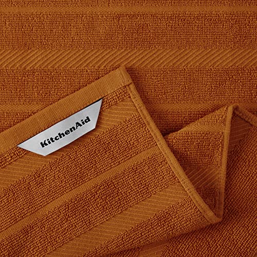 KitchenAid Albany Kitchen Towel 4-Pack Set, Honey Orange/White, 16"x26" - color: Honey, size: 16"x26"