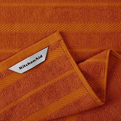 KitchenAid Albany Kitchen Towel 4-Pack Set, Honey Orange/White, 16"x26" - color: Honey, size: 16"x26"